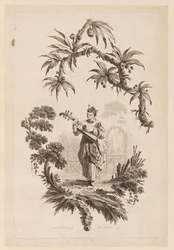 Figure Playing Musical Instrument Under Bough
