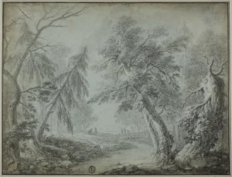 Forest with Stream and Figures