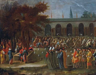 The Dutch Ambassador with His Retinue Being Received by Sultan Ahmed III at the Topkapi Palace, Istanbul