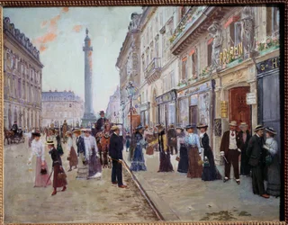 Exit of the workers from the Paquin house rue de la Paix by Jean Beraud