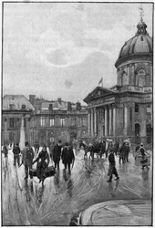 Parisian scene in the 19th century: the left bank with the Institut de France