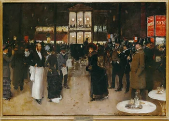 The Boulevard in Front of the Theatre des Varietes, Paris, at Night