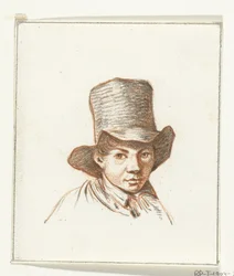 Head of a boy with a high hat