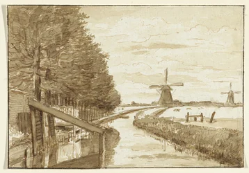 Landscape with a Canal and Two Windmills