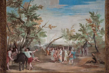 One of the forty-one panels with scenes