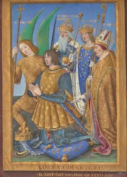 Louis XII of France Kneeling in Prayer, Accompanied by Saints Michael, Charlemagne, Louis, and Denis