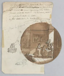 Design for a Painted Porcelain Plate, Les Liqueurs for the Dessert Service