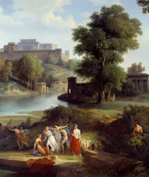Odyssey of Homer: Ulysses sees Nausicaa, daughter of King Alcinous, playing ball with her followers (detail)