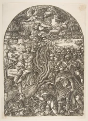 The Babylon Harlot seated on the Seven-Headed Beast, from the Apocalypse
