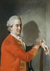Portrait of James Hamilton, 2nd Earl of Clanbrassil, Half Length, in a Red Coat, Seated in a Mahogany Chair, His Profile Cast in Shadows on the Wall Behind