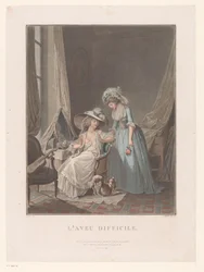 Bedroom with Two Women at a Dressing Table