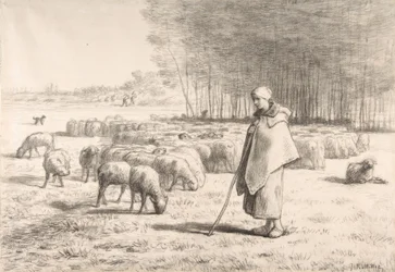 A Shepherdess with Her Flock