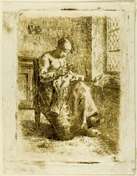 A Woman Sewing