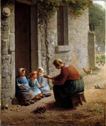 La becquee or peasant feeding her children