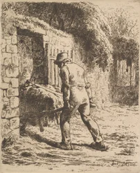 Peasant Pushing a Wheelbarrow, 1855