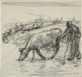 Peasant Watering Her Cow