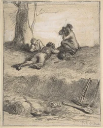 Roadworkers at Lunch, ca. 1850-52