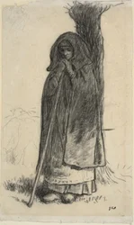 Shepherdess Leaning Against a Tree
