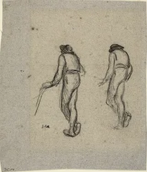 Two Sketches of a Peasant, Seen from Behind