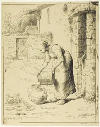 Woman Emptying a Pail