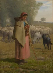 Young Girl Guarding her Sheep