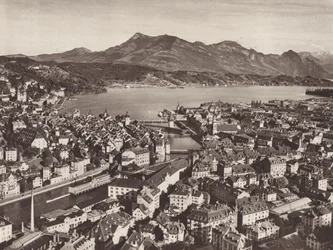 Switzerland: Lucerne, from the Gutsch, Looking Towards the Lake and the Rigi