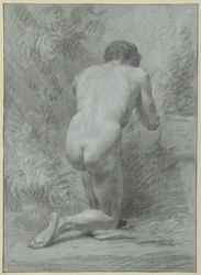 Kneeling Male Nude, Seen from the Back