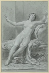 Seated Female Nude, with Raised Arms