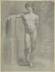 Standing Male Nude, Right Arm on a Broken Column, Front View