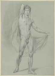 Standing Male Nude, with a Cloth Behind the Back, Seen from the Front