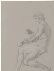 Seated Male Nude, Facing Left