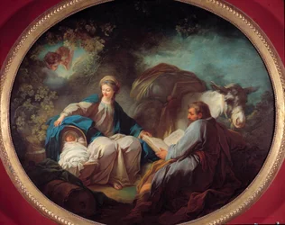 Rest during the flight to Egypt The holy family resting during the journey (18th century)