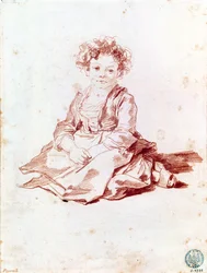 Small girl sitting on the ground