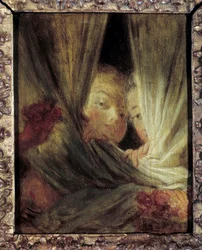 The Curious Two Little Girls Spying Behind the Curtains