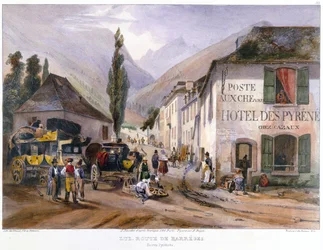 Arrival and Repair of a Stagecoach at Luz on the Road to Barreges