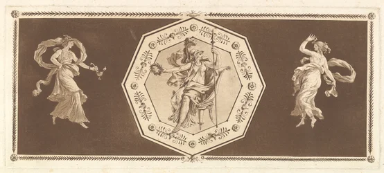 Minerva Seated in a Decorative Octagon, with a Figure to the Left and Night to the Right, 1784