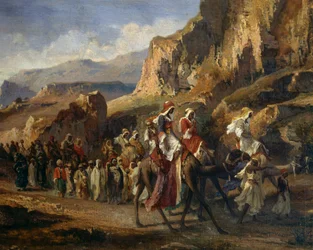 Caravans Crossing the Moroccan Mountains, by Jean-Joseph Bellel