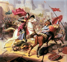 First Crusade: Robert II Duke of Normandy Called Robert Courteheuse Fighting a Muslim Soldier During the Siege of Antioch in 1098