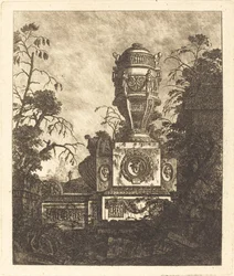 Vase Supported by a Base with Three Grotesque Faces