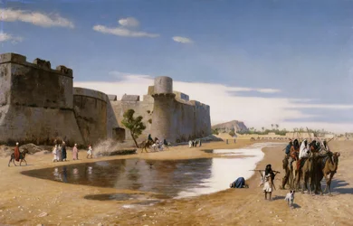 An Arab Caravan outside a Fortified Town, c.1895