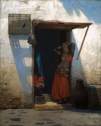 Cairo Woman at Her Doorstep