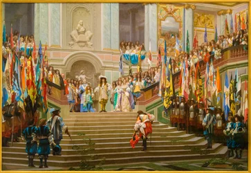 Reception of Louis II de Bourbon-Condé, called the Great Condé, by King Louis XIV at Versailles in 1674
