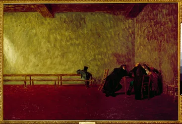 The Conspirators. Private Meeting Between Three Men Preparing a Plot