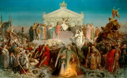 Century of Augustus: birth of Our Lord Jesus Christ. Triumph of Augustus (Octavian or Octavian, 63 BC-14 AD), Roman emperor. Illustration of the work 