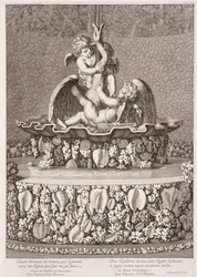 Fountain with two cupids and a swan, designed by Jean-Baptiste Tuby, at Versailles