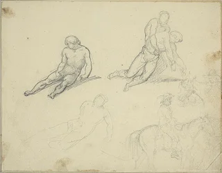 Sketches: Reclining Nude, Man Supporting the Body of