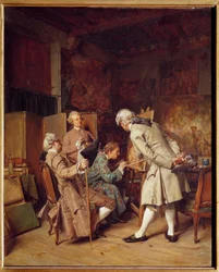 Painting lovers (in the taste of the 18th century), also known as Un peintre. Painting by Jean-Louis-Ernest Meissonier