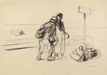Two French Soldiers Near a Notice Board