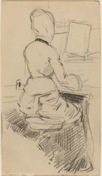 Young Woman Seated at a Piano (recto), c. 1890