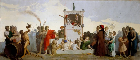 Dante Alighieri, Diogenes the Cynic, Socrates, and Homer Among the Audience